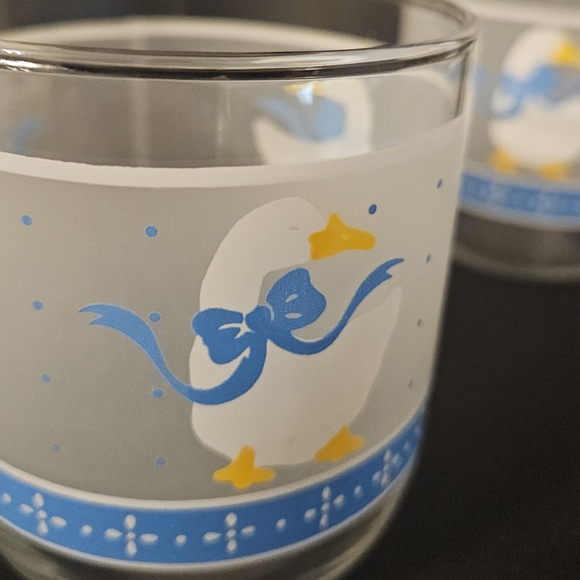 Vintage 1980's Libbey Drinking Glasses 2 Juice Duck Goose Country Farmhouse 3.5" - Picture 2 of 14